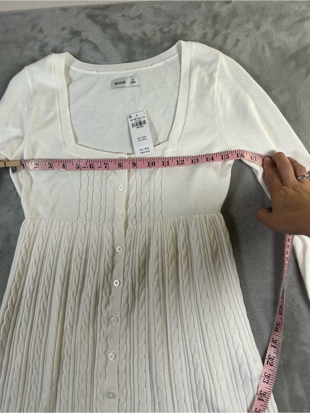 NWT Hollister White Square-Neck Cable Knit Button-Front baby doll top - Picture 11 of 13